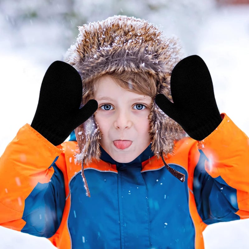 ONESING 5 Pair Toddler Mittens Black Baby Winter Gloves for Girls Boys - Warm Newborn Gloves - Image 4